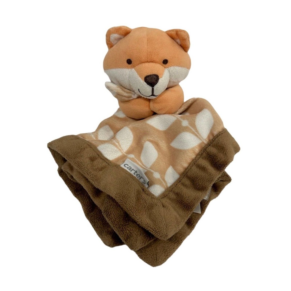 Carters Fox Leaves Brown Orange Plush Baby Infant Lovey Soother Security Blanket